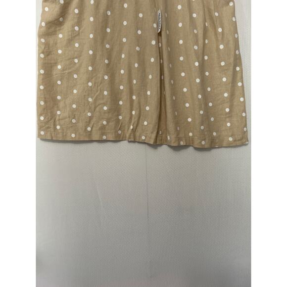 Old Navy Women's Plus Skirt Linen Blend Tan White Polka Dot Short Zip 3X NWT - Picture 3 of 10